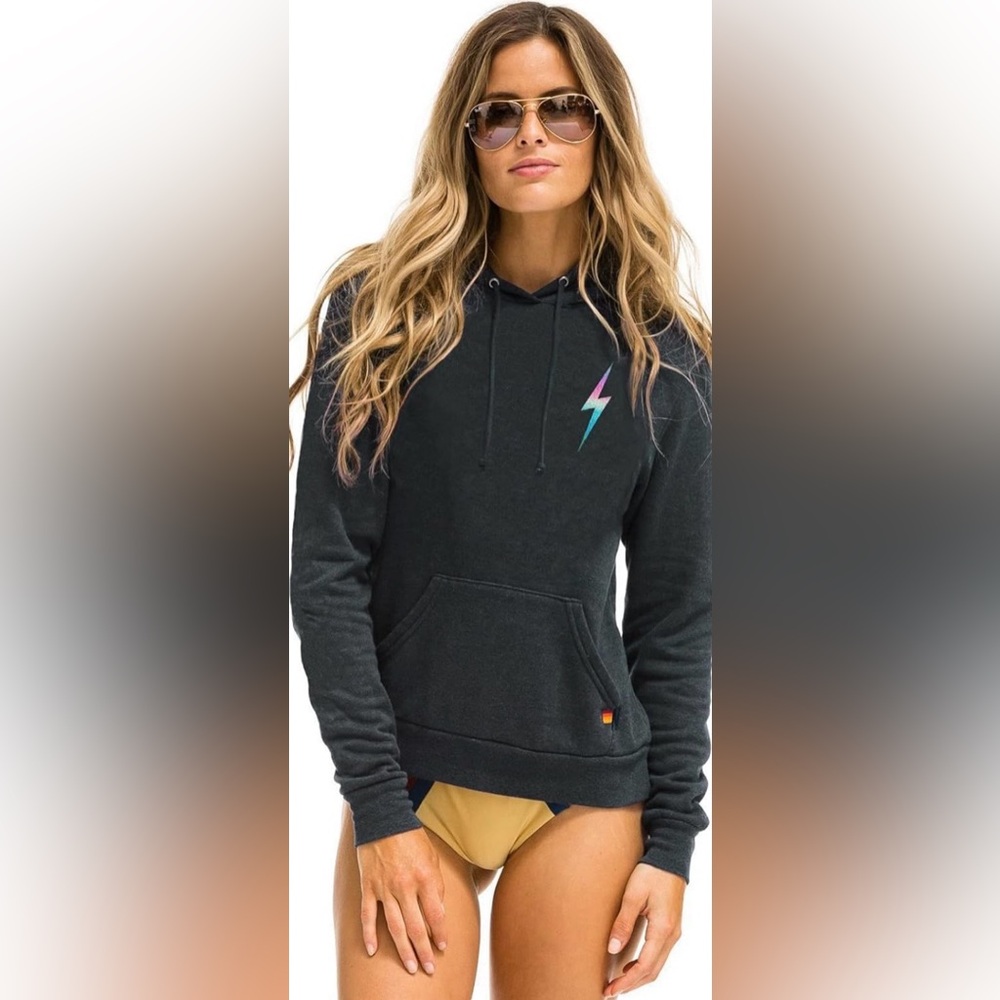 Aviator Nation Anthropologie Women’s Lightning Bolt Hoodie Sweatshirt Pullover L